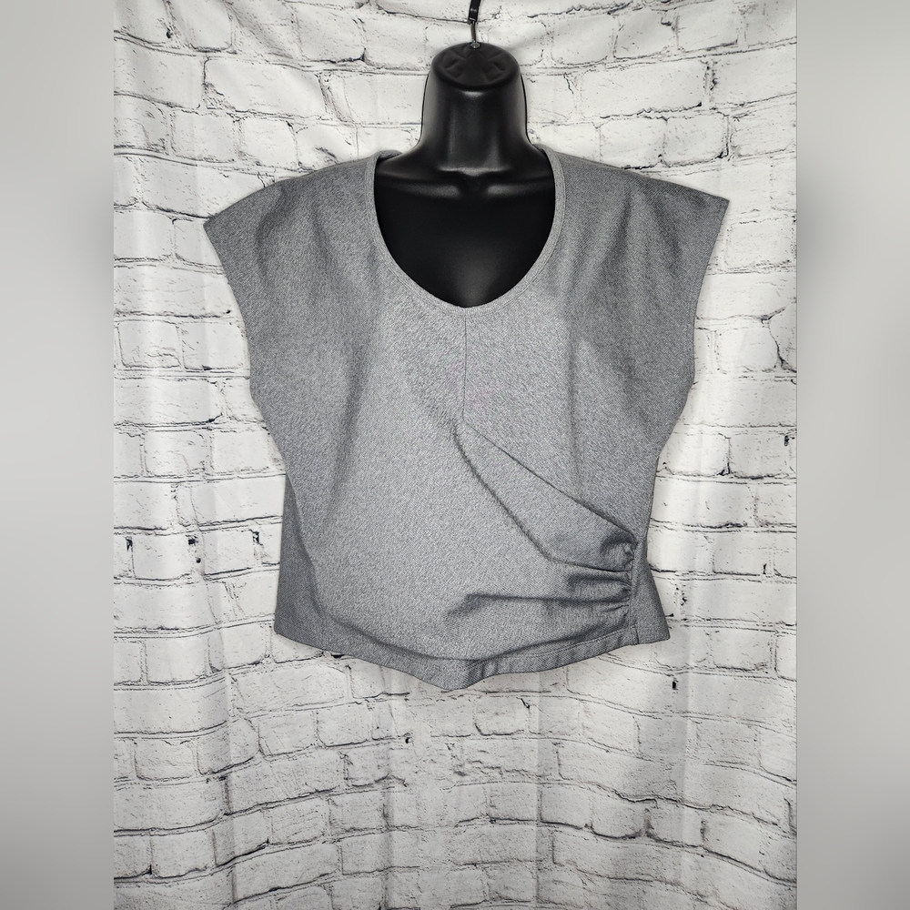Athleta Grayβ Cross Front Workout Tank Crop Top Size XL